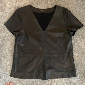 AS by DF black leather V-neck t-shirt.  M